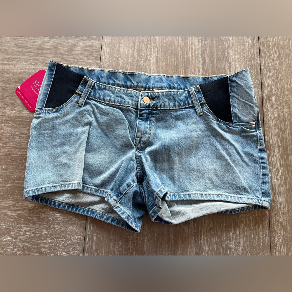 Under Belly Midi Maternity Jean Shorts-Isabel Maternity by Ingrid & Isabel